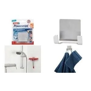 tesa Powerstrips Duo-Haken WAVE" WATERPROOF, aus Edelstahl zum AufhÃ¤ngen von HandtÃ¼chern, SchwÃ¤mmen und anderen Bade- (59710-00000-00)