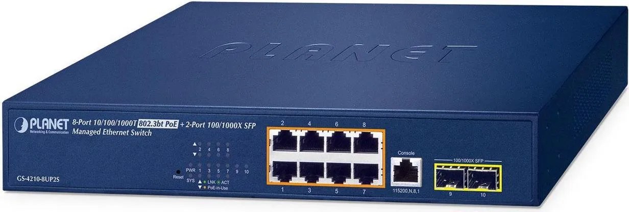 PLANET IPv6/IPv4, 8-Port Gestito L2/L4 Gigabit Ethernet (10/100/1000) …