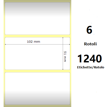 WHITE 102X51MM, 1240 ET/ROTOLO Z-2000D 4X2X 1 CORE, …