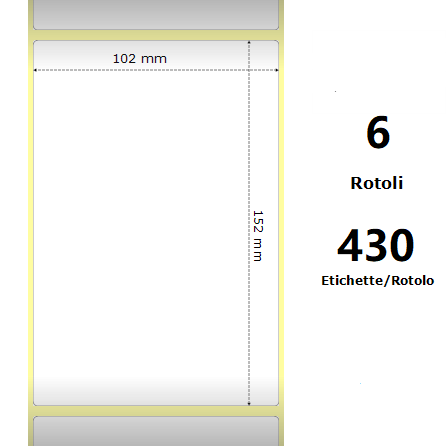WHITE 102X152MM, 430 ET/ROTOLO Z-2000D 4X6X1 CORE, 6 …