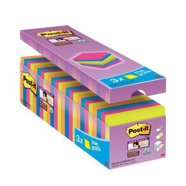 Blocco foglietti Post-it Super Sticky - 654-SS-VP24COL - …
