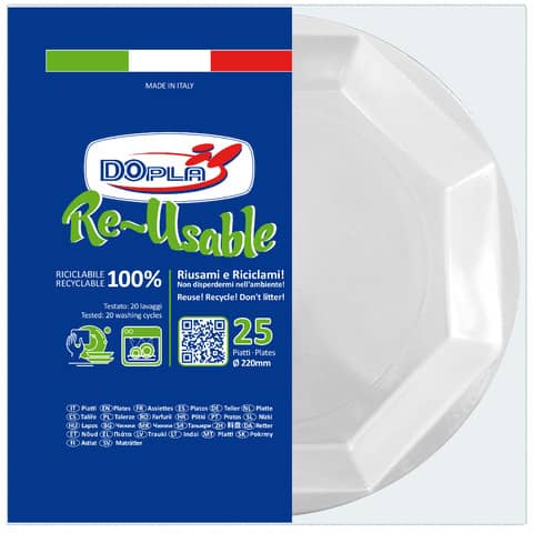 Piatto fondo riutilizzabile - ottagonale - diametro 22 …