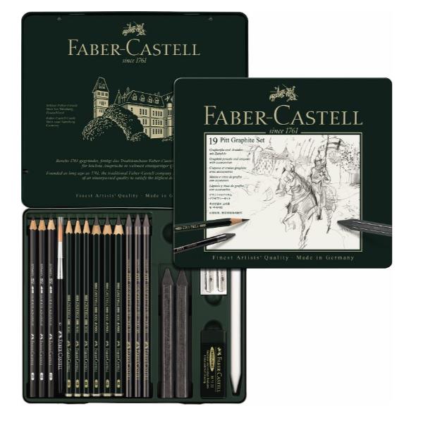 FABER CASTELL SET PITT GRAPHITE TIN MEDIUM 19PZ