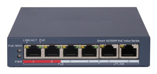 SWITCH HIKVISION SMART MANAGED POE 10/100 L2, 4 …