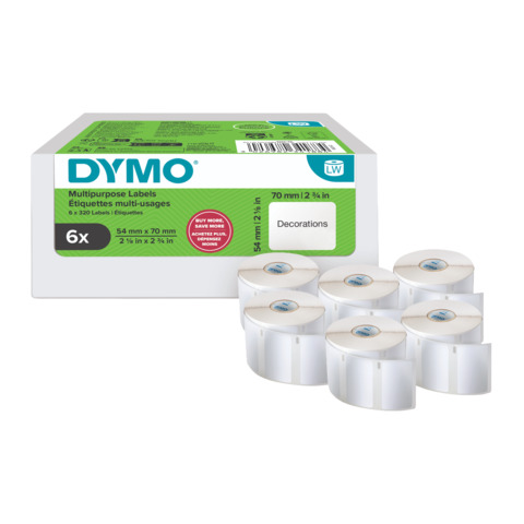 Value pack 6 rotoli etichette multiuso 54x70mm bianco …