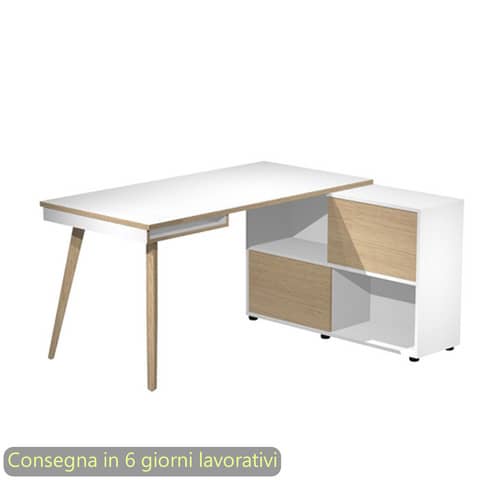 Workstation Maxi - gambe in legno - 160 …