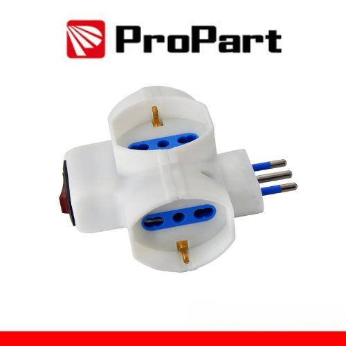 ADATTATORE 3 PRESE 2P+T 10/16A BIPASSO/SCHUKO CON INTERRUTT. …