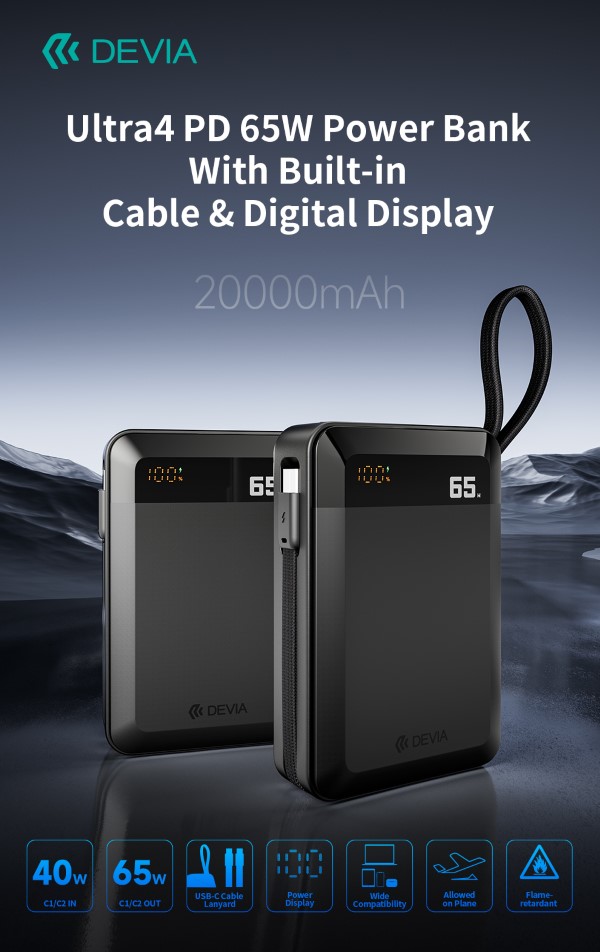 POWER BANK ULTRA4 PD 65W CON CAVO INTEGRATO …