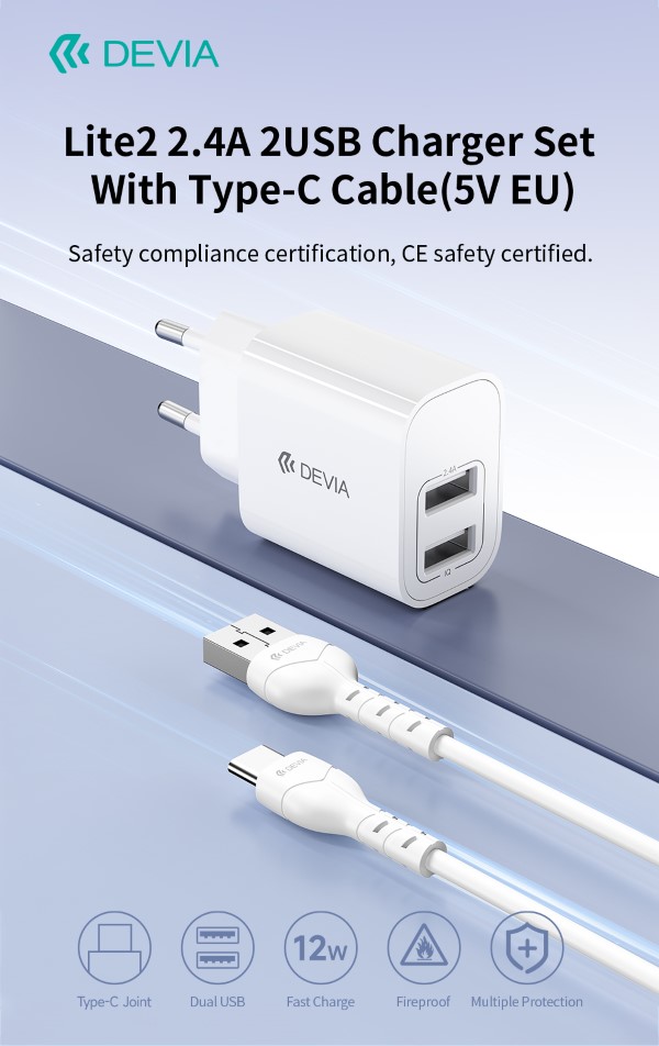 CARICABATTERIE 2.4A 2 USB-A 5V 12 WATT CON …