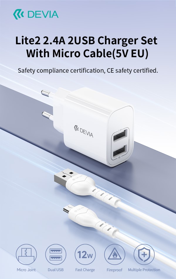 CARICABATTERIE 2.4A 2 USB-A 5V 12 WATT CON …