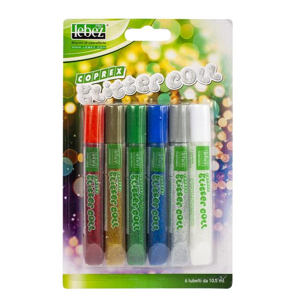 busta 6 tubi colla glitter assortito 10,5ml lavabile …