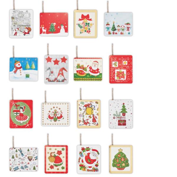 Segnapacco natale - con cordoncino - fantasie assortite …