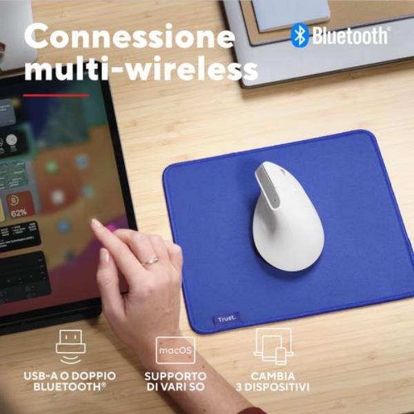 Trust BAYO+ MOUSE WIRELESS ERGONOMICO VERTICALE RICARICABILE - …