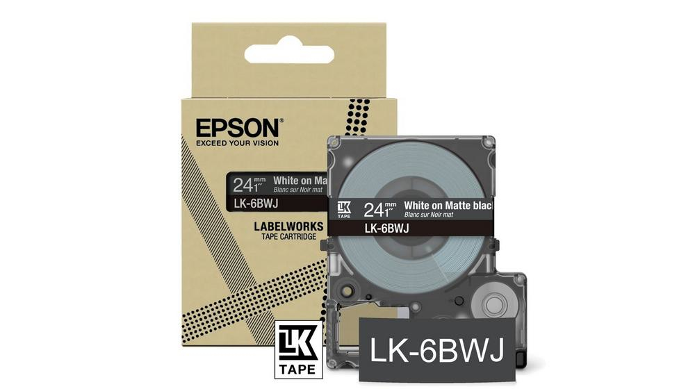 Epson LabelWorks LK-6BWJ - White on matte black …