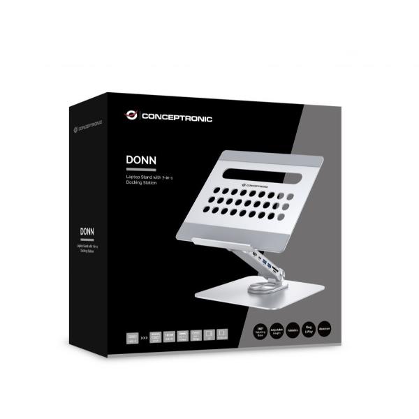 Conceptronic DONN27G, Supporto per computer portatile, Argento, Alluminio, …