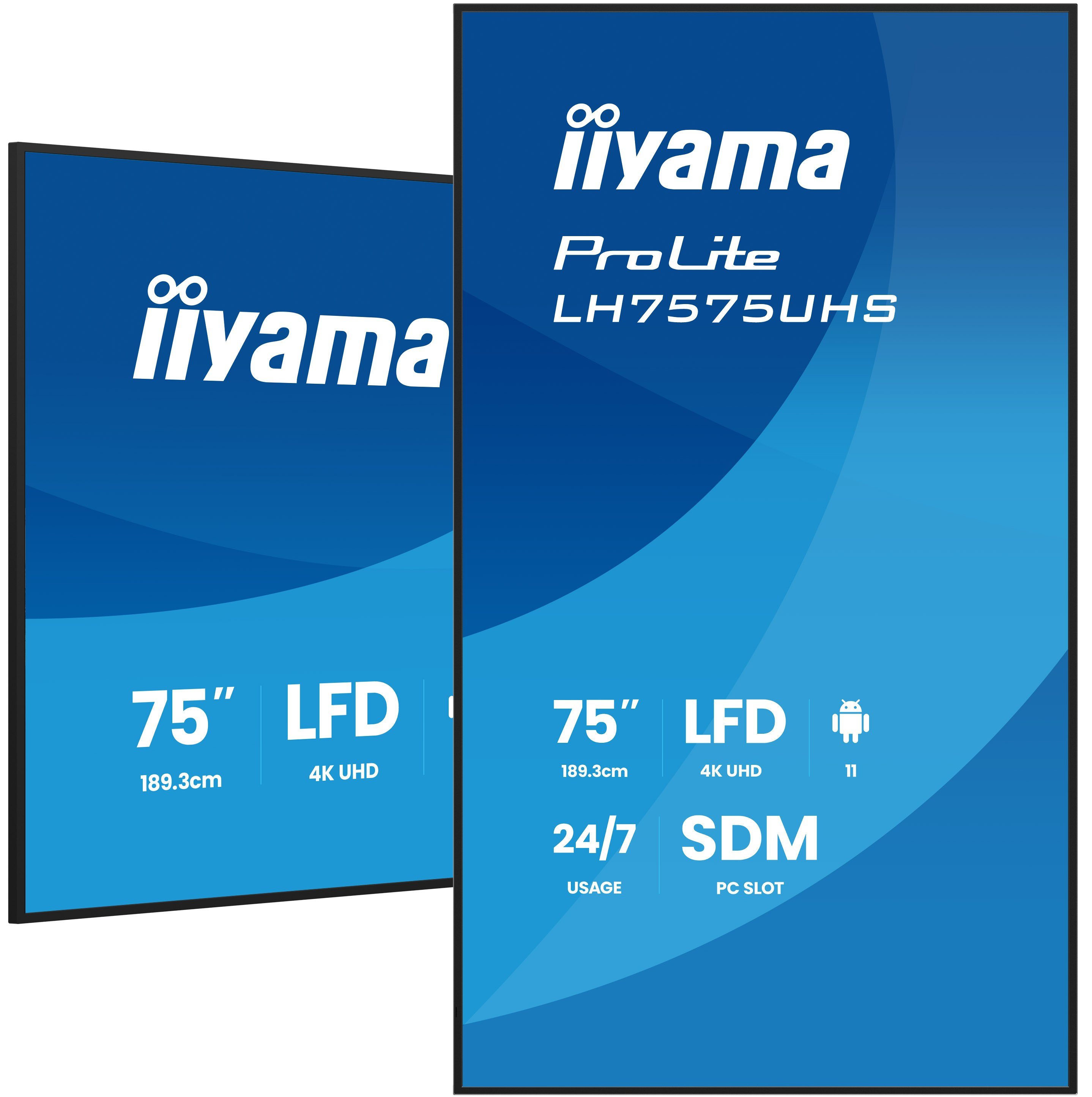 iiyama LH7575UHS-B2AG, Pannello piatto per segnaletica digitale, 190,5 …