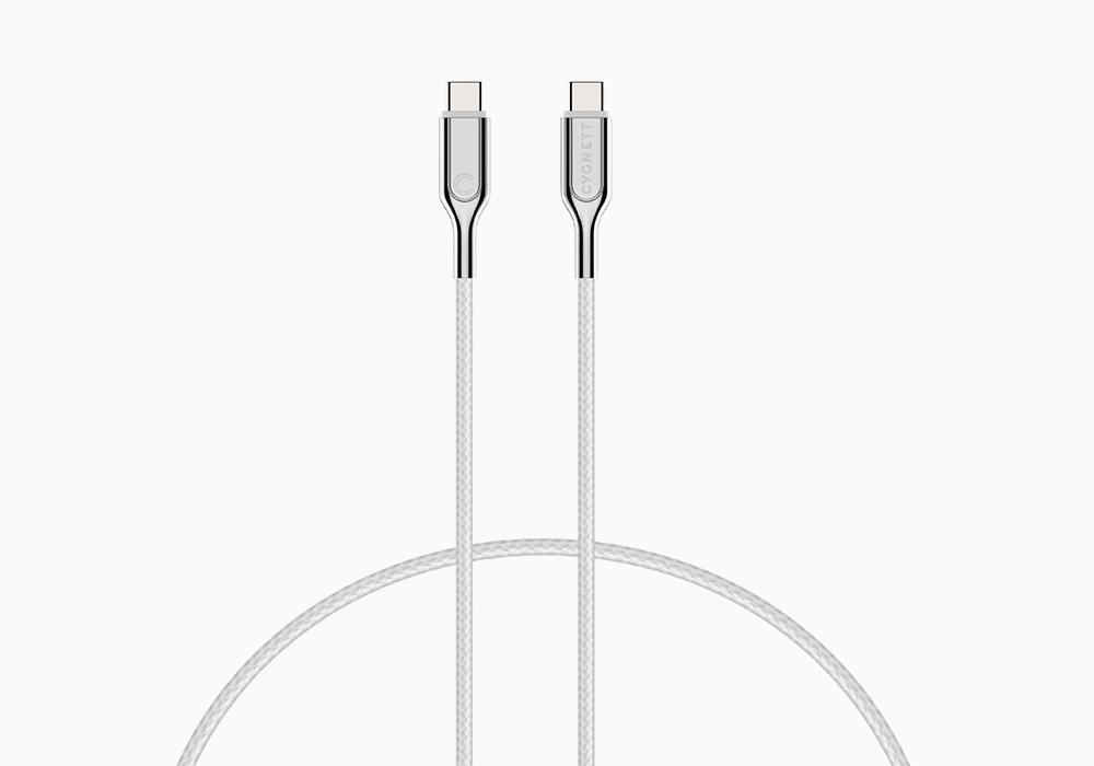 CAVO ARMOURED 3.1 USB-C/USB-C 1M.WH ITE (5A/100W) CYGNETT
