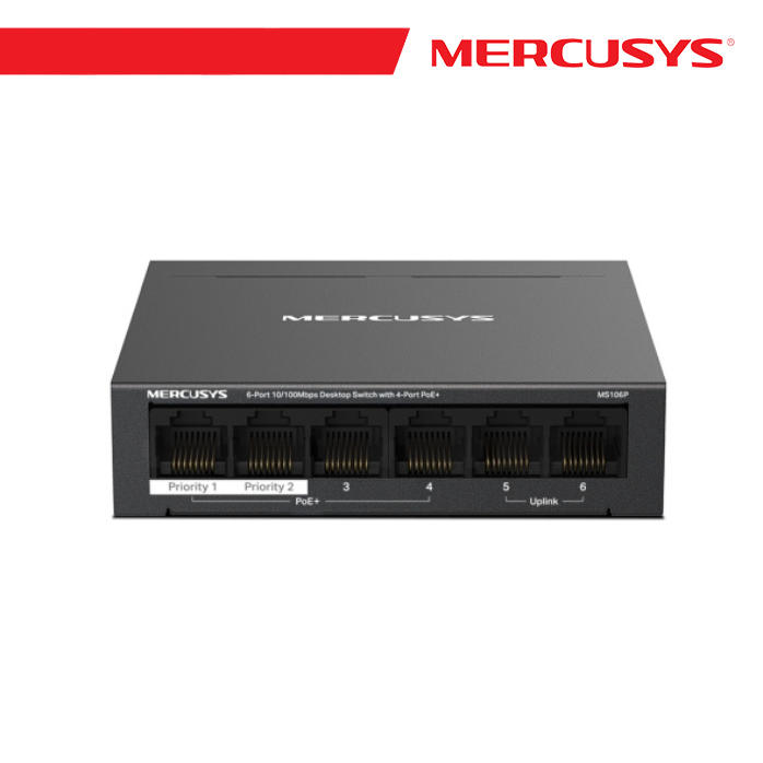 SWITCH DESKTOP MS106P POE 6P GIGABIT RJ45 4POE+ …