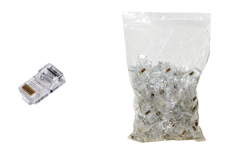 PLUG RJ45 RETE CAT.5E UTP TRASPAREN PASSANTE CONF. …