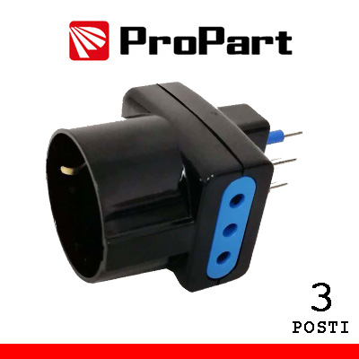ADATTATORE PRESA 3 POSTI 10A/SCHUKO SPINA 10A NERO …