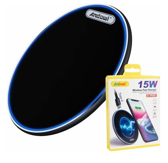 CARICATORE BATTERIA Q-PD20 15W WIRELESS FAST CHARGER NERO