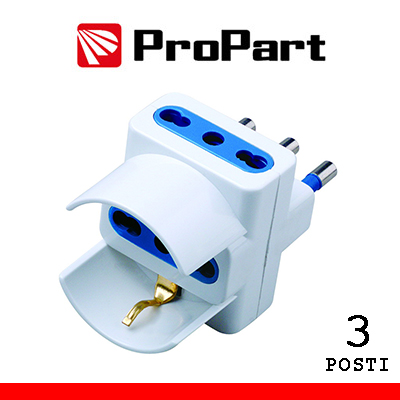 ADATTATORE 3 POSTI BIPASSO/SCHUKO SPINA 16A POLYBAG (PES1042-WP)