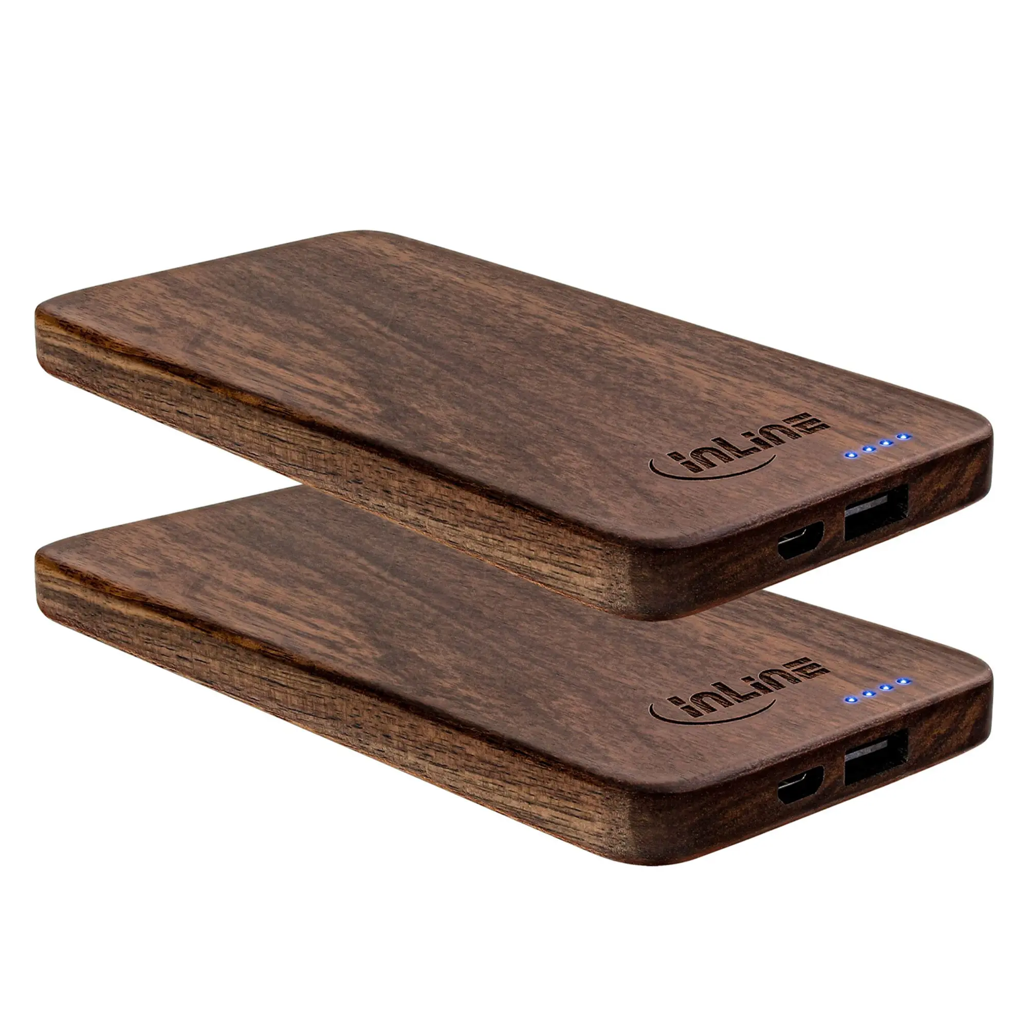 InLine PowerBank Woodplate USB, 5000mAh, Puro Legno di …