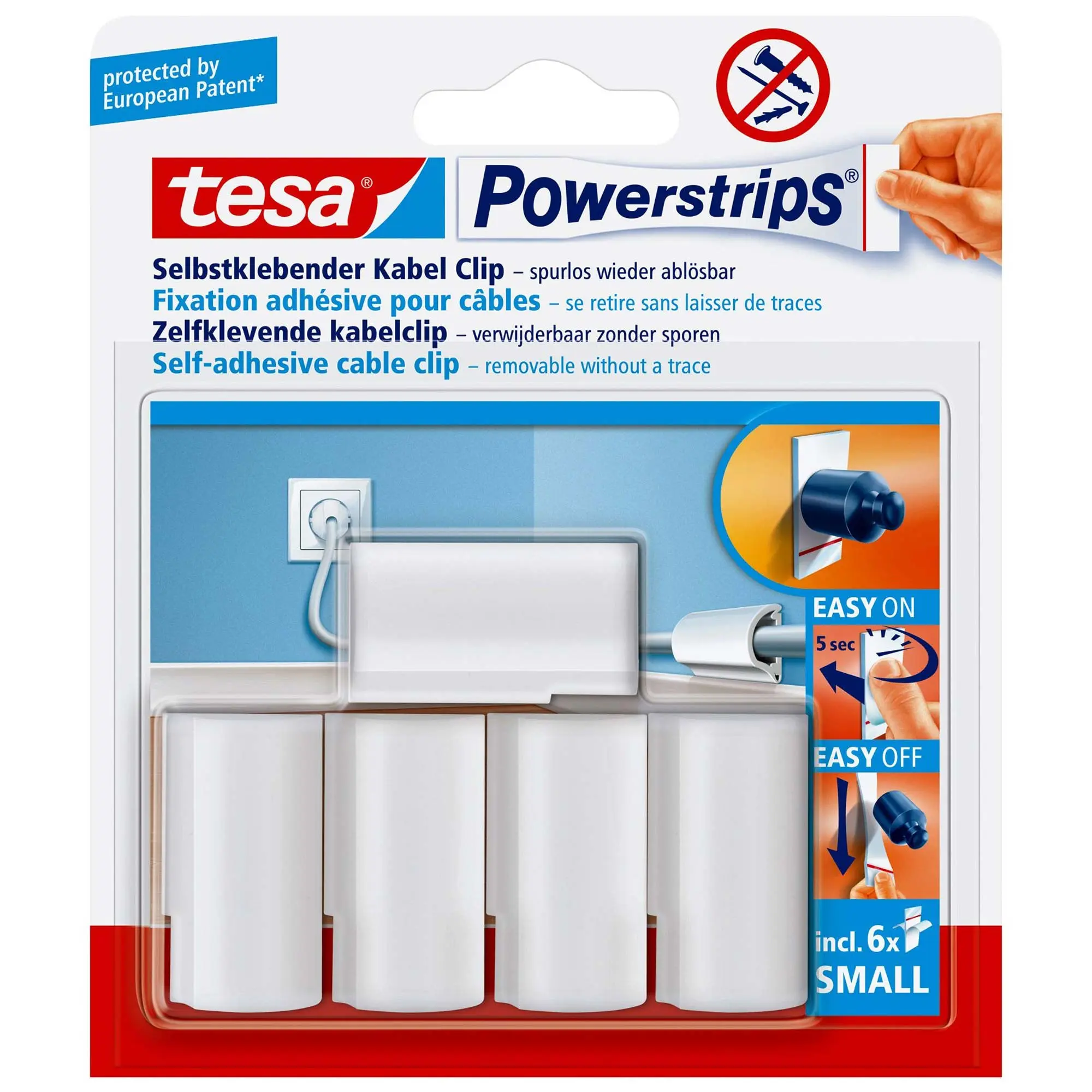 Tesa Powerstrips Fermacavo con base adesiva, 8mm, 5pz …