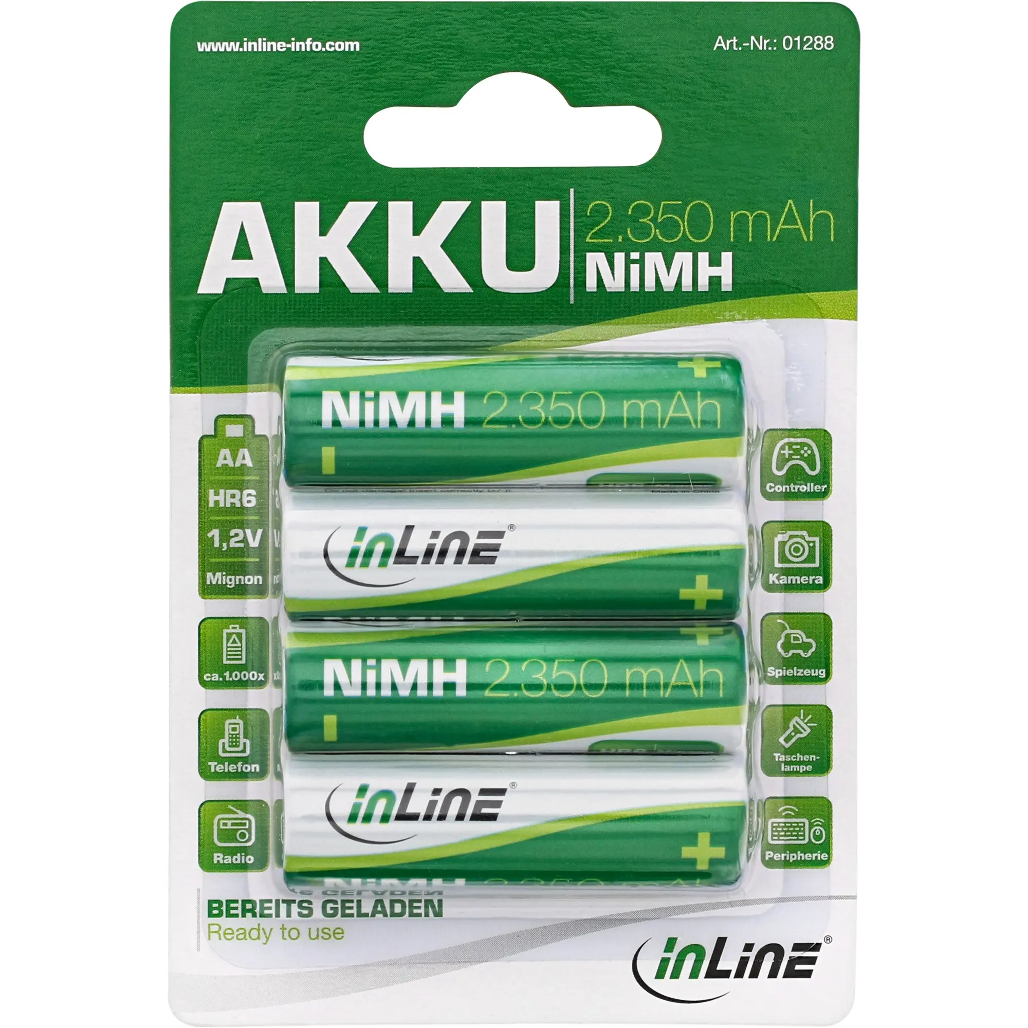 InLine Batteria ricaricabile NiMH Stilo AA 2350mAh - …