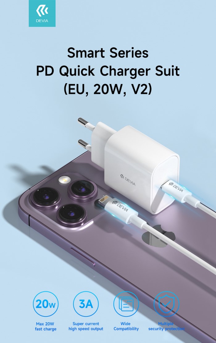 DEVIA CARICA BATTERIA RAPIDO PD 20W CON CAVO …