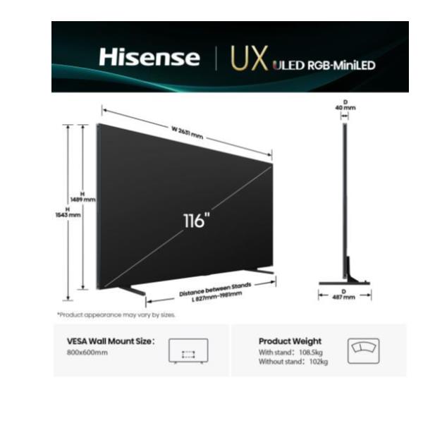 Hisense 116UXQ, 2,95 m (116ʺ), 3840 x 2160 …