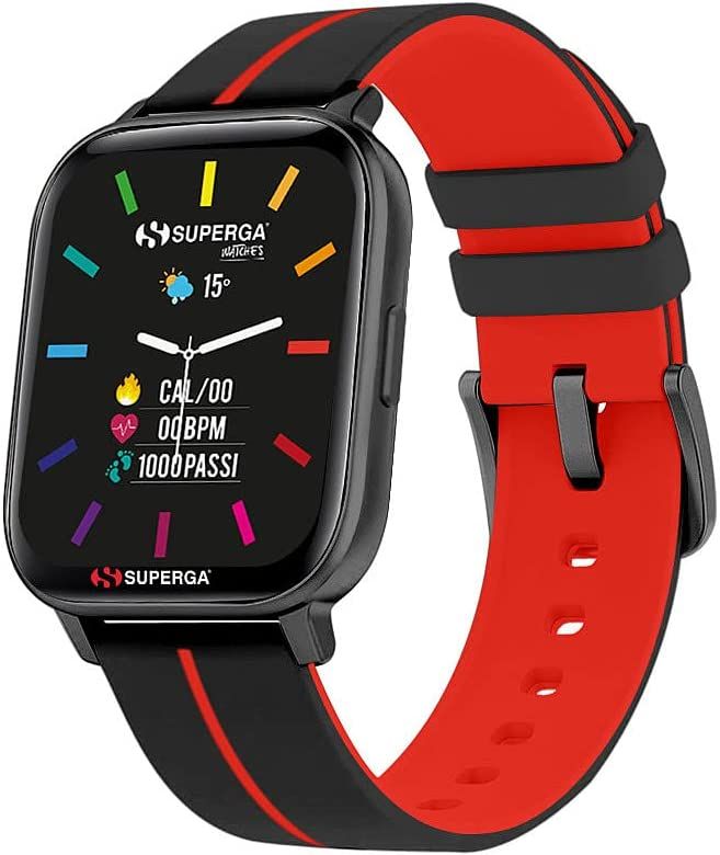 SMARTWATCH SWT-STC018 INK CINTURINO SILICONE NERO-ROSSO / CASSA …