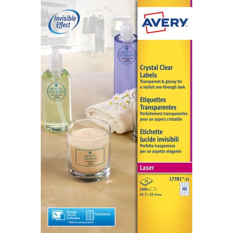 Etichette poliestere trasparenti lucide AVERY QuickPEEL™ 45,7x25,4 mm …