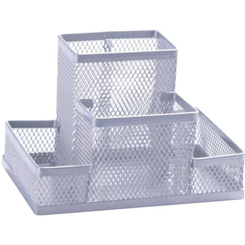 Portaoggetti Q-Connect 10,3x10x15,3 cm argento piccolo - 4 …