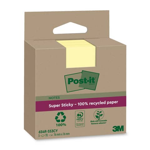 Foglietti riposizionabili Post-it® Super Sticky carta riciclata al …