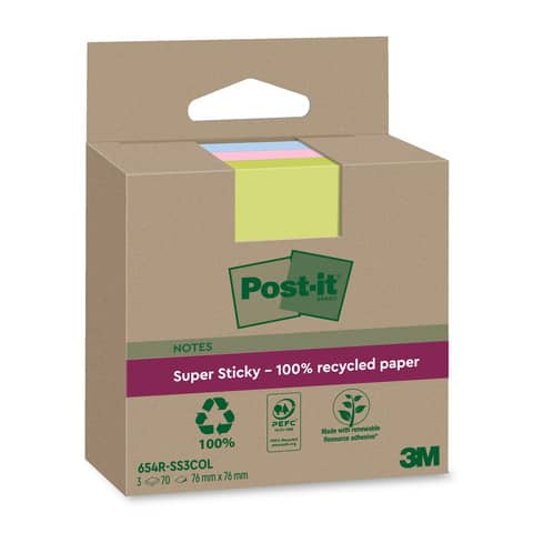Foglietti riposizionabili Post-it®Super Sticky carta riciclata al 100% …