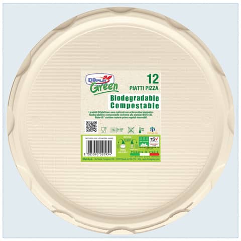 Piatti pizza biodegradabili e compostabili Dopla Green avorio …