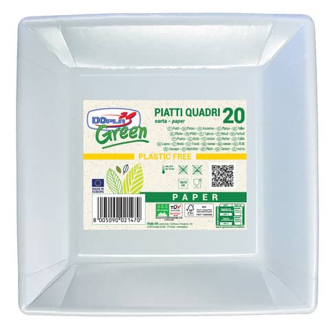Piatti quadrati Dopla Green carta fibra vergine - …