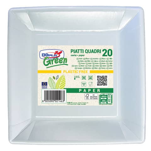 Piatti quadrati Dopla Green carta fibra vergine - …