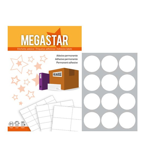 Etichette bianche rotonde con margini Megastar 12 et./foglio …
