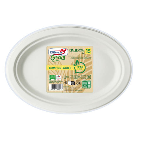 Piatti ovali in polpa Dopla Green Midi Pfas …