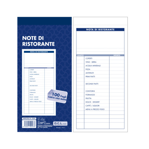 Blocco note ristorante O.C.L. 100 fogli a 3 …