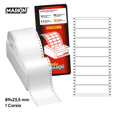 Etichette bianche a modulo continuo Markin 1 corsia …