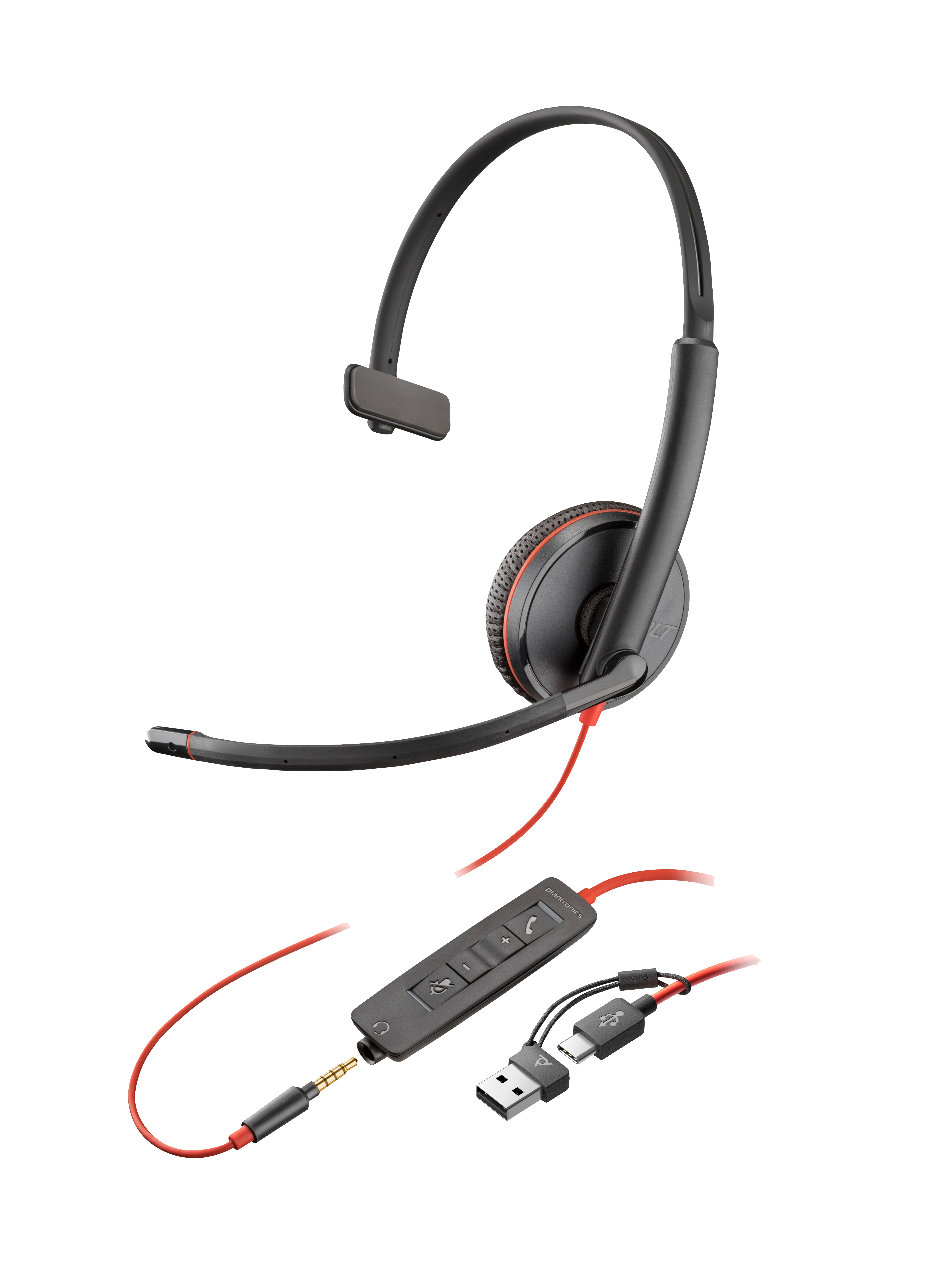HP Poly Blackwire 3215 Monaural USB-C Headset +3.5mm …