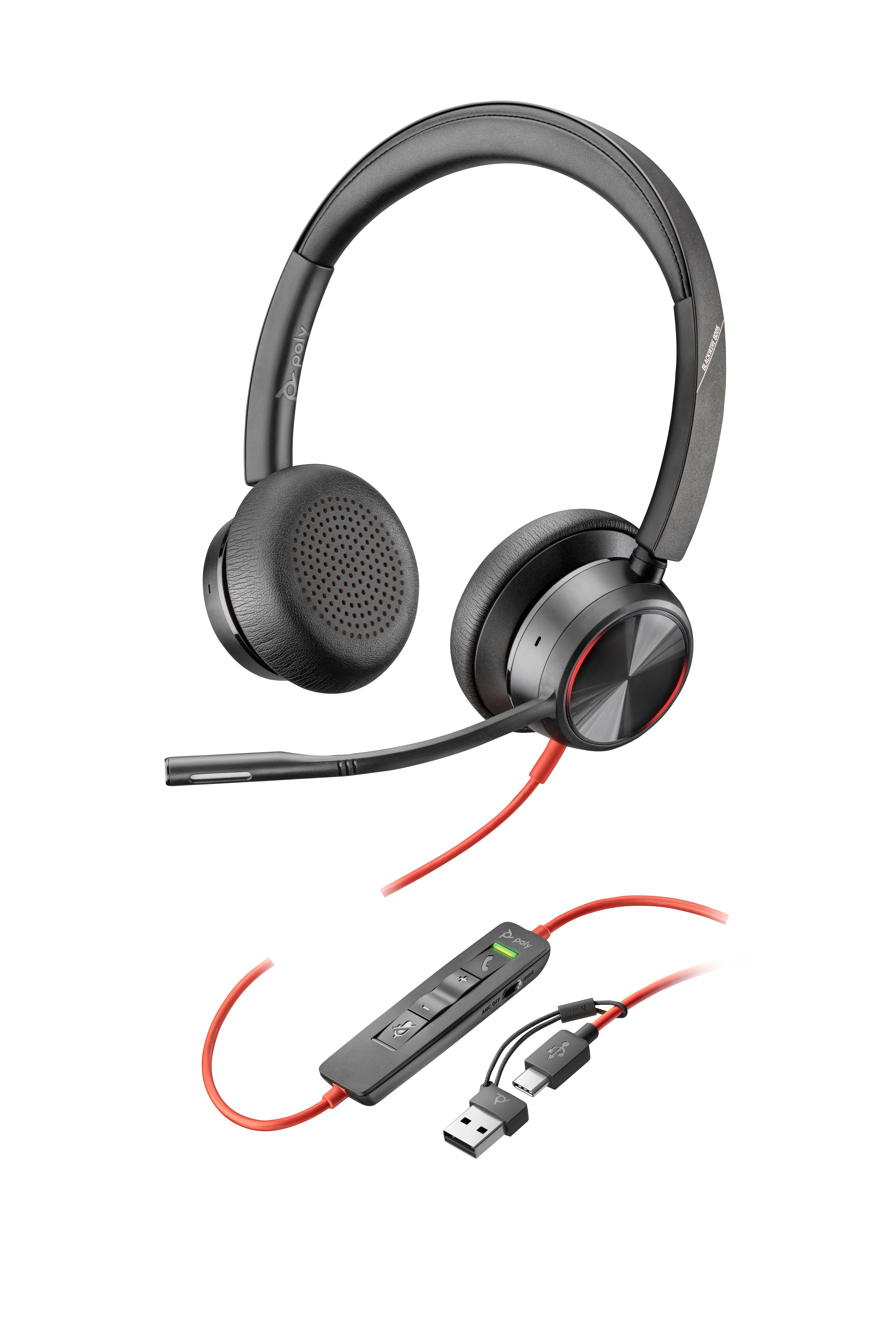 HP Poly Blackwire 8225 Stereo USB-C Headset +USB-C/A …
