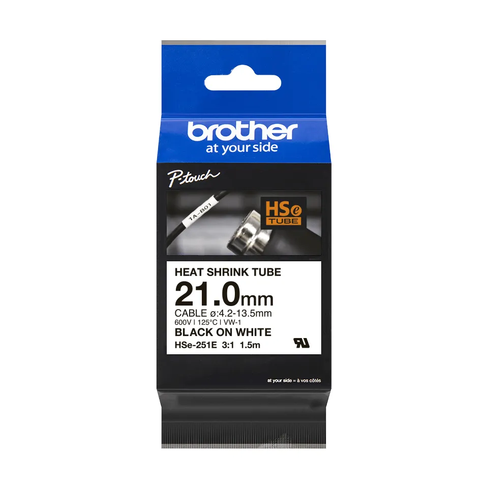 Brother HSE-251E nastro per etichettatrice Nero su bianco