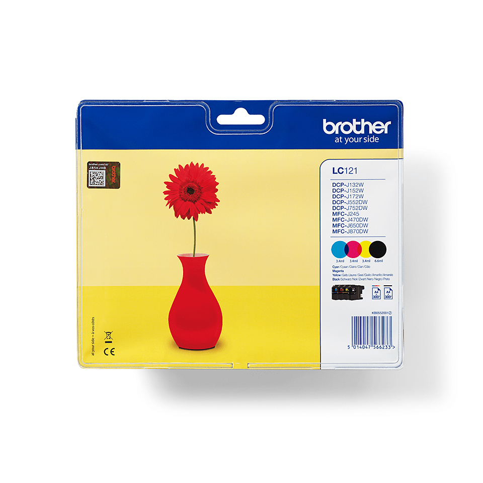 Brother LC-121VALBPDR cartuccia d'inchiostro 4 pz Originale Nero, …