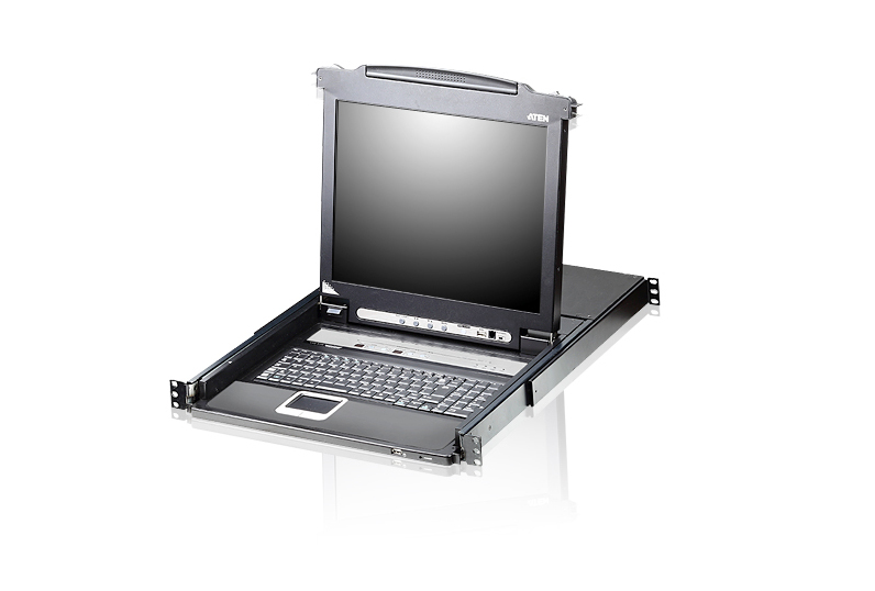 ATEN 8-PORT SINGLE RAIL 17" LCD KVM UK