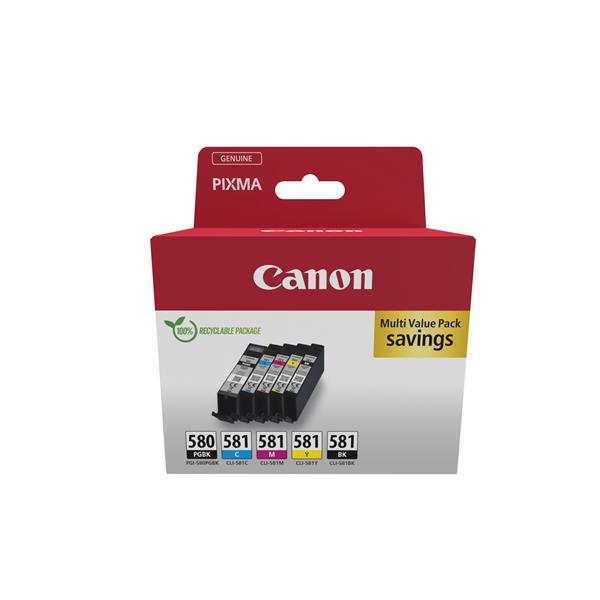 Canon PGI-580BK/CLI-581 BK/C/M/Y Multipack - Confezione da 5 …