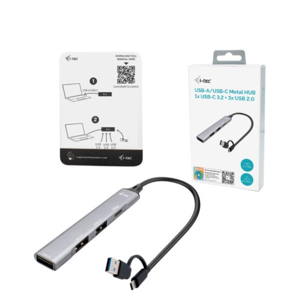 i-Tec - Hub - USB-C/USB-A, metal - 1 …